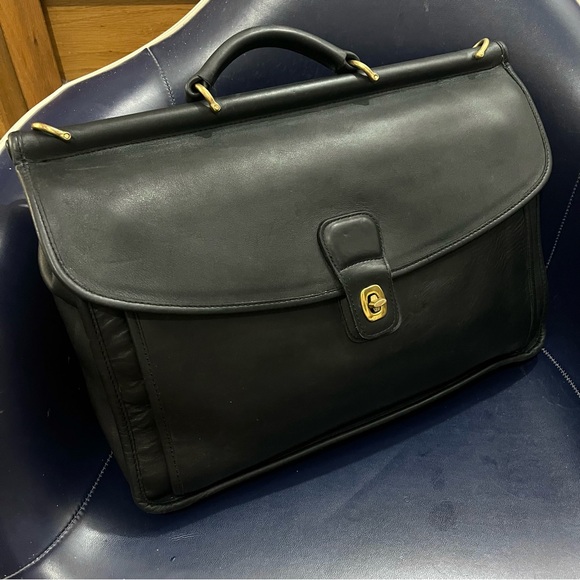 Coach Other - Vintage Coach Court Top Handle Bag 5285 Black USA Turnlock Full Grain Leather